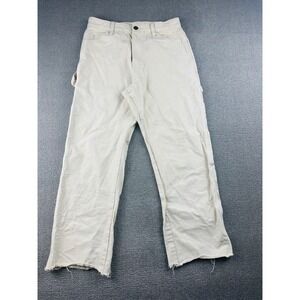 Dickies Carpenter Pants Men 28x26 Beige Canvas Raw Hem Straight Skater Workwear